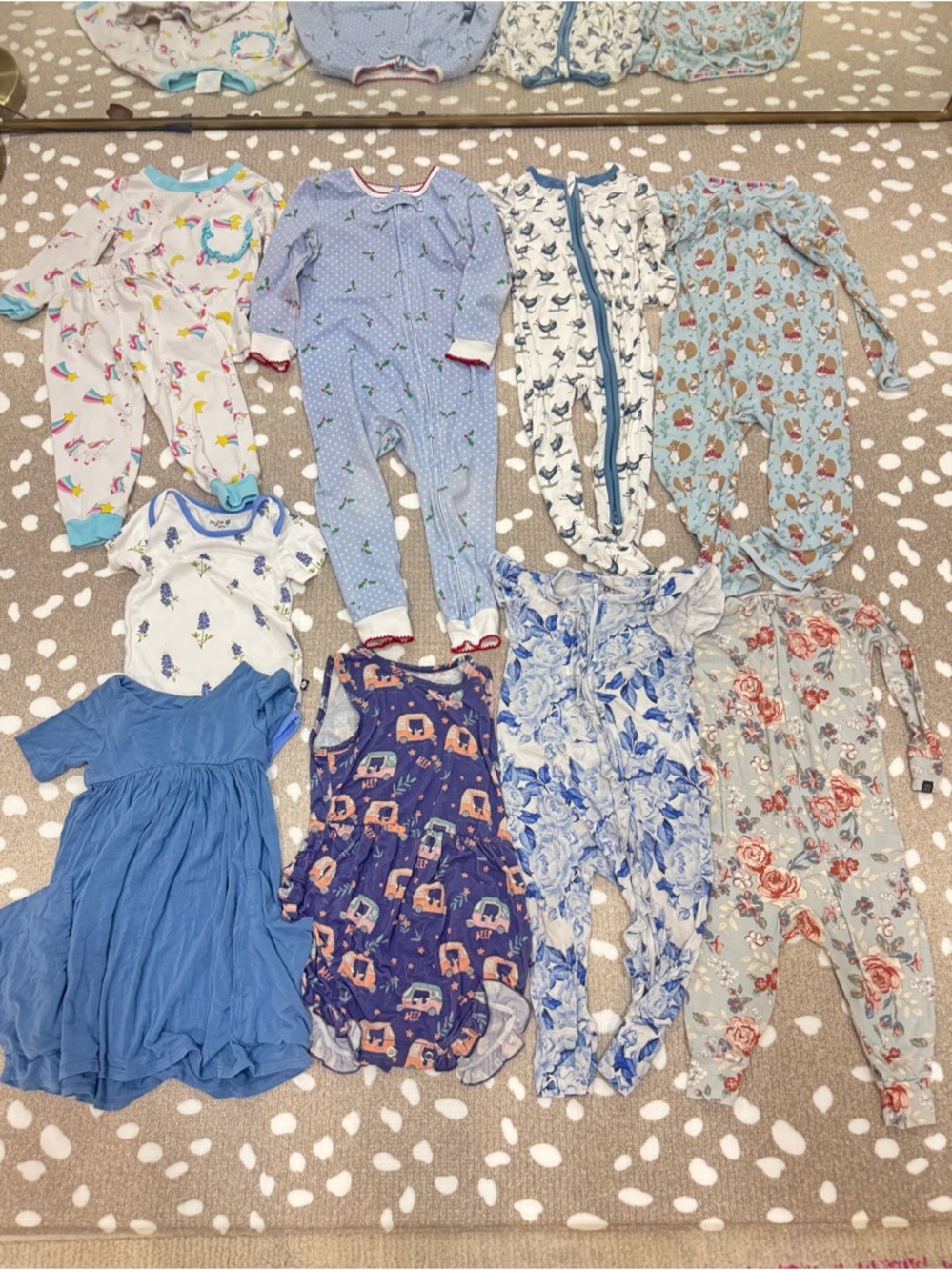 Lot of 10 bamboo footies pajamas kyte baby bluebonnet onesie floral romper